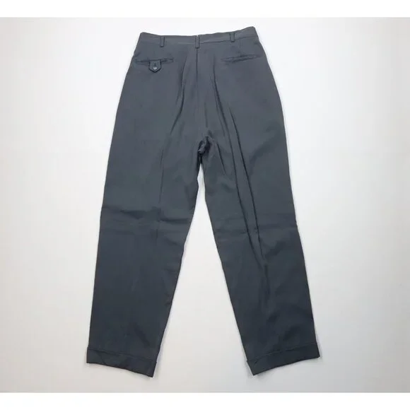 Vintage 50s Streetwear Mens 32x31 Rayon Gabardine Wide Leg Chino Pants Gray USA